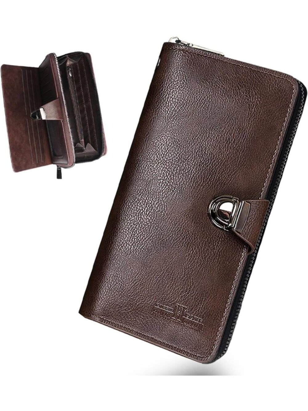 Vintage Long Wallet with Wristlet, Zipper Pocket, 15 Card Slots, Gift for Him